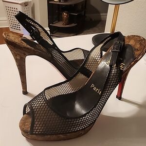Christian Louboutin Elegant Black Mesh Stiletto Heels